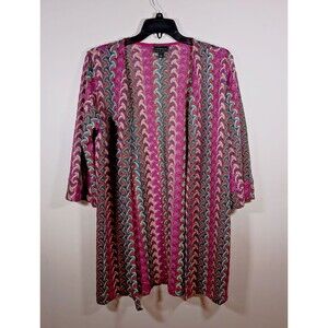 G by Giuliana Black Label Colorful 3/4 Sleeve Open Knit Cardigan Size XL